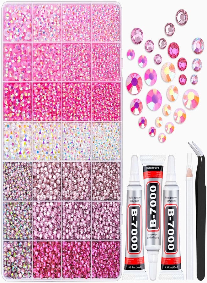 TINKRSTUFF 20000Pcs Pink Rhinestones for Bedazzling with B7000 Jewelry Glue, Resin Rhinestones for Crafting Crafts DIY, Bedazzler Kit Gems for Clothing Shoes Tumblers Fabric Nail Art Assorted Size 3/4/5/6mm - Image 1